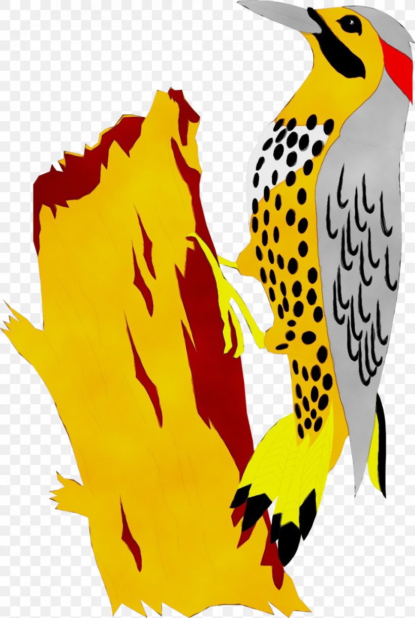 Bird Yellow Beak Woodpecker Northern Flicker, PNG, 958x1429px, Watercolor, Beak, Bird, Northern Flicker, Paint Download Free