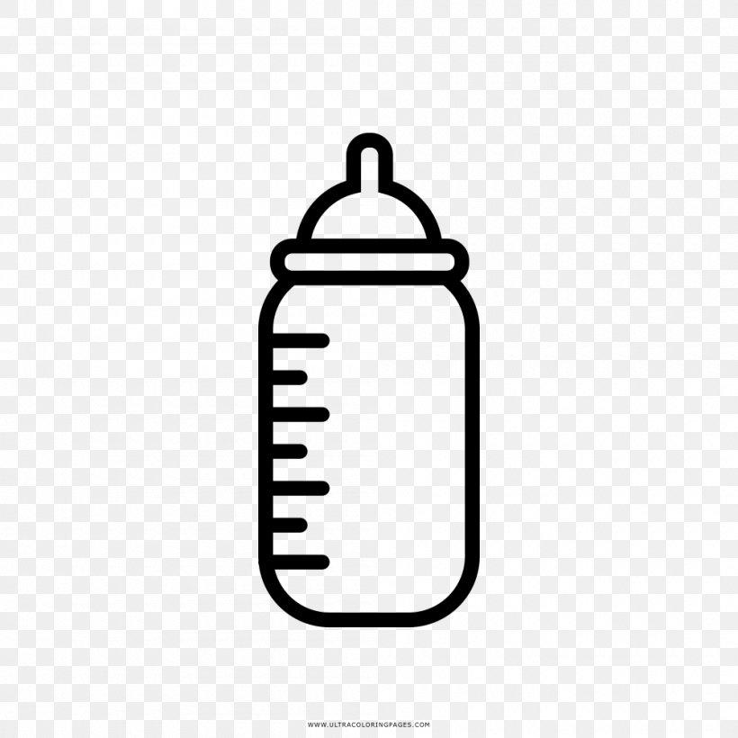 Baby Bottles Drawing Coloring Book Clip Art, PNG, 1000x1000px, Baby Bottles, Area, Black And White, Bottle, Coloring Book Download Free