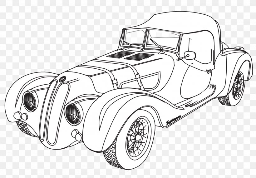 Vintage Car Automotive Design Model Car, PNG, 1979x1378px, Car, Automotive Design, Automotive Exterior, Black And White, Drawing Download Free