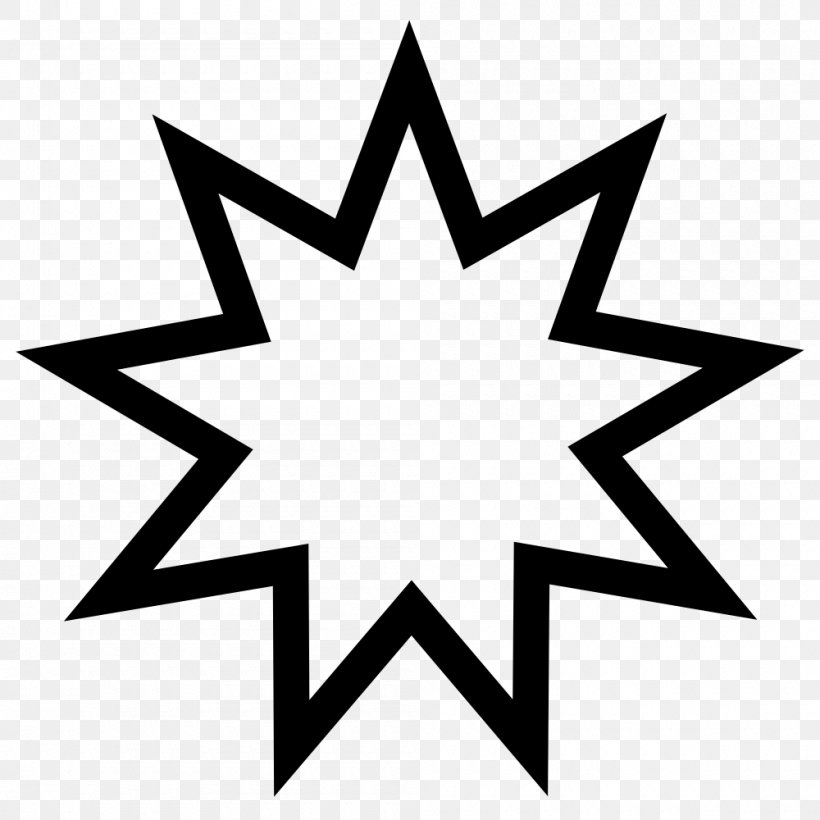 Enneagram Bahá'í Symbols Five-pointed Star Bahá'í Faith, PNG, 1000x1000px, Enneagram, Area, Black And White, Fivepointed Star, Geometry Download Free