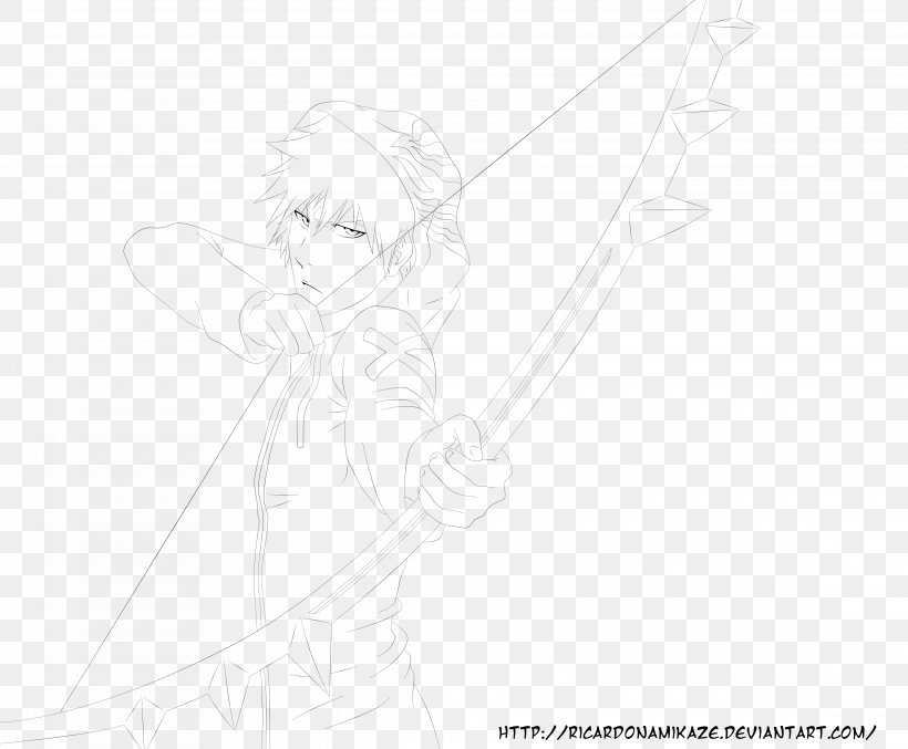 Ichigo Kurosaki Line Art Byakuya Kuchiki Rukia Kuchiki Sketch, PNG, 4560x3765px, Watercolor, Cartoon, Flower, Frame, Heart Download Free