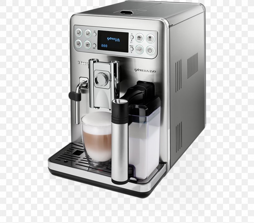Espresso Machines Saeco Exprelia EVO HD8857, PNG, 988x870px, Espresso, Breville, Coffeemaker, Drip Coffee Maker, Espresso Machine Download Free