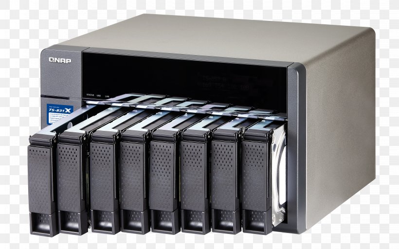 QNAP TS-831X Network Storage Systems QNAP 8 Bay Nas 4GB DDR4 QNAP TS-431X-2G QNAP TS-853A, PNG, 4500x2813px, 10 Gigabit Ethernet, Qnap Ts831x, Data Storage, Data Storage Device, Disk Array Download Free