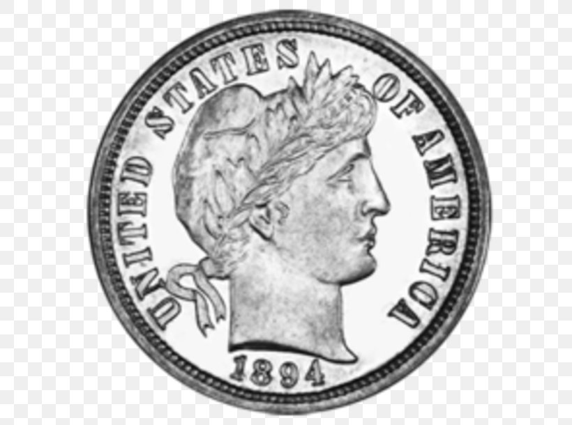 1894-S Barber Dime Barber Coinage Half Dime, PNG, 610x610px, 1804 Dollar, 1913 Liberty Head Nickel, Barber Coinage, Black And White, Cash Download Free