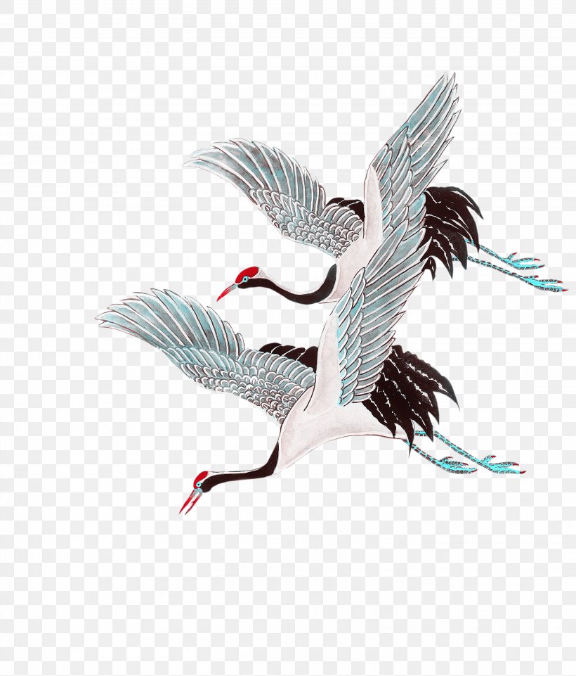 Red-crowned Crane Ink Wash Painting, PNG, 2835x3325px, Crane, Art, Beak, Bird, Birdandflower Painting Download Free