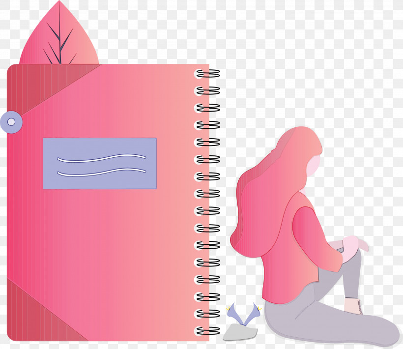 Pink Paper Product, PNG, 3000x2601px, Notebook, Girl, Paint, Paper Product, Pink Download Free