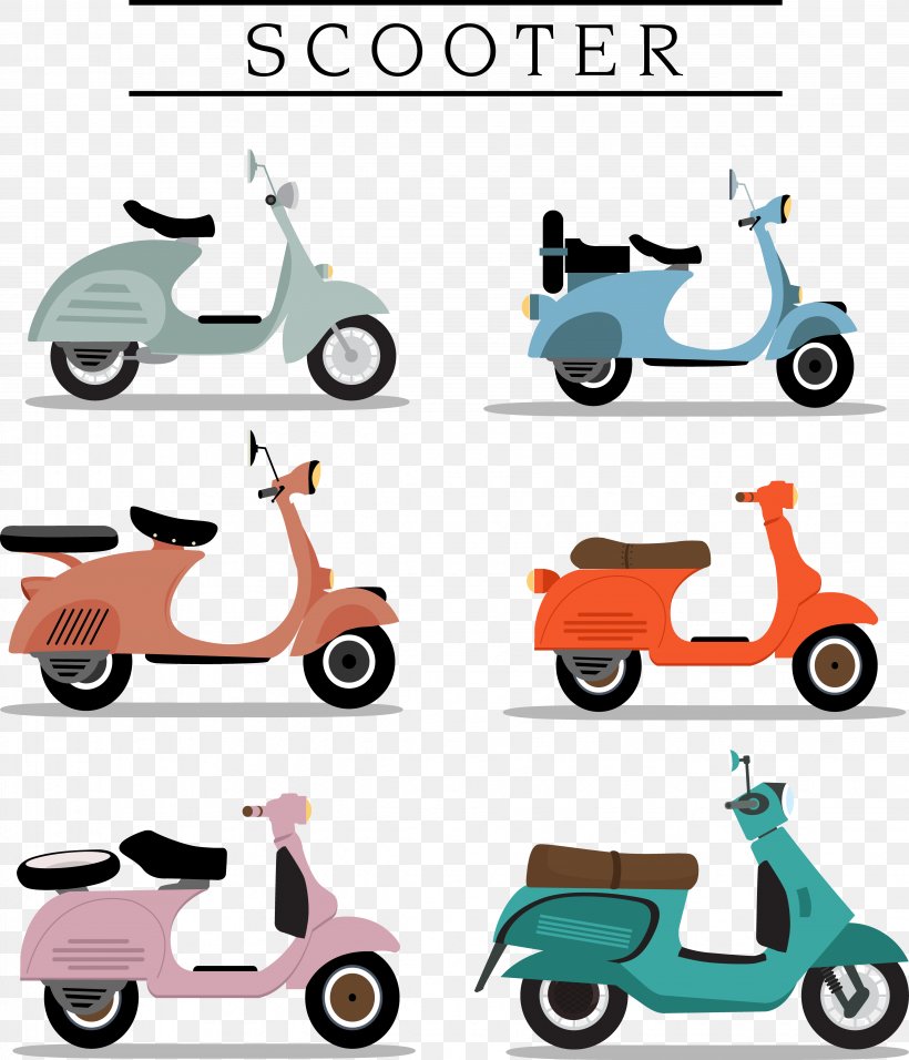 Scooter Vespa Bicycle Clip Art, PNG, 4488x5235px, Watercolor, Cartoon, Flower, Frame, Heart Download Free