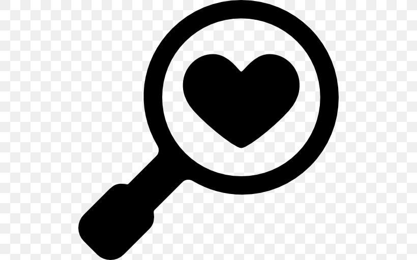 Magnifying Glass Clip Art, PNG, 512x512px, Magnifying Glass, Black And White, Heart, Love Download Free