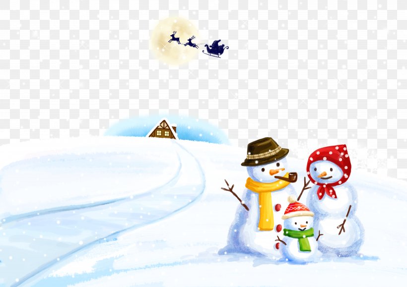 Snowman Winter Illustration, PNG, 4961x3508px, Snow, Art, Bird, Cartoon, Child Download Free