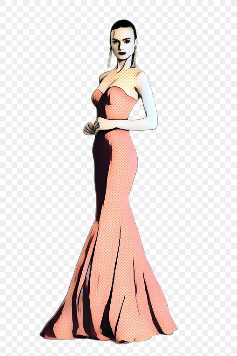 Gown Dress Clothing Fashion Model Pink, PNG, 1000x1500px, Pop Art, Clothing, Costume Design, Dress, Fashion Download Free