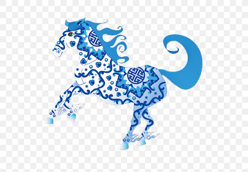 Horse Chinese New Year Papercutting, PNG, 713x570px, Horse, Area, Art, Blue, Canter And Gallop Download Free