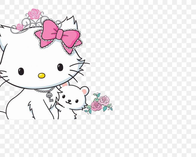 Hello Kitty Kitten Cat Desktop Wallpaper, PNG, 1280x1024px, Watercolor, Cartoon, Flower, Frame, Heart Download Free