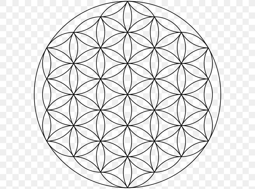 Overlapping Circles Grid Sacred Geometry Vesica Piscis, PNG, 608x608px, Overlapping Circles Grid, Area, Black And White, Centre, Geometry Download Free