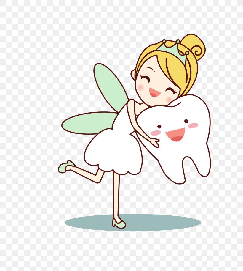 Tooth Fairy Cartoon Human Tooth, PNG, 2152x2394px, Watercolor, Cartoon, Flower, Frame, Heart Download Free