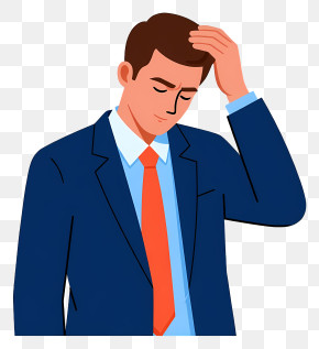 Worried Businessman Touching Head PNG