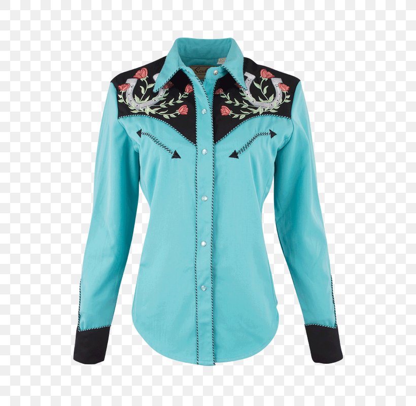 Blouse Snap Fastener T-shirt Western Wear, PNG, 544x800px, Blouse, Aqua, Blue, Button, Cuff Download Free