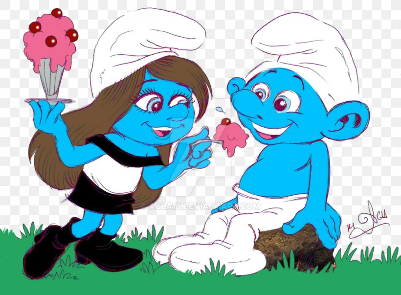 Smurfette Greedy Smurf Art The Smurfs Sundae, PNG, 1024x754px, Watercolor, Cartoon, Flower, Frame, Heart Download Free