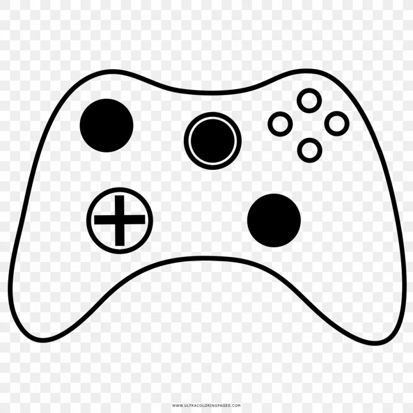 Download Black & White Game Controllers Video Game Coloring Book Drawing, PNG, 1000x1000px, Black White ...