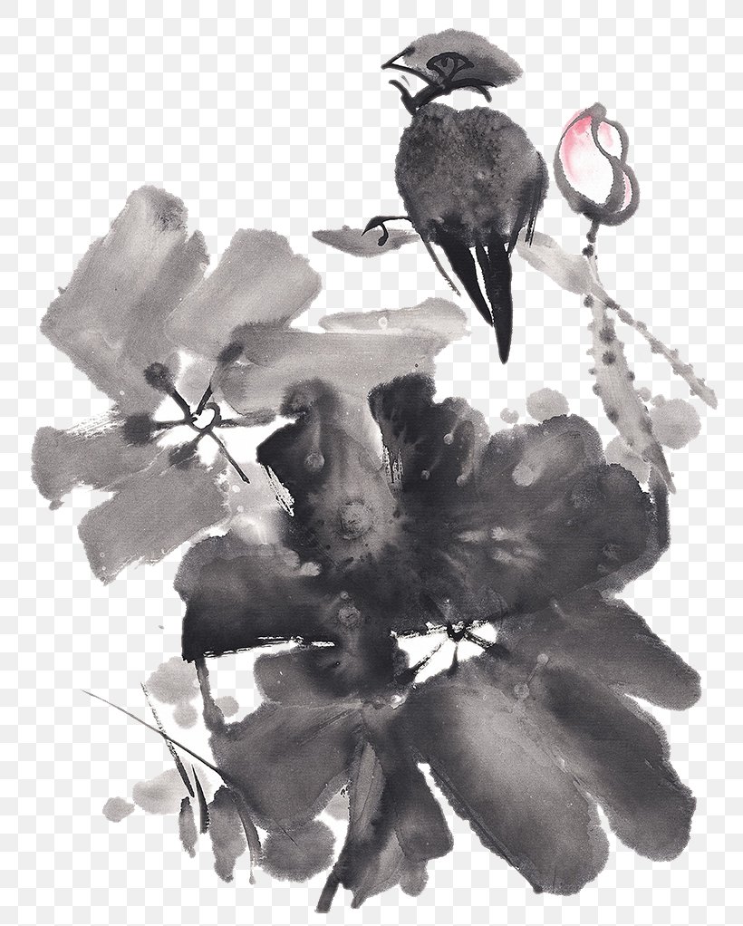 Ink Wash Painting Chinese Painting Nelumbo Nucifera, PNG, 800x1022px, Ink, Art, Bird, Black And White, Branch Download Free
