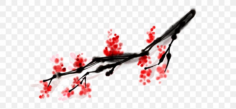 Download, PNG, 2391x1115px, Plum Blossom, Birdandflower Painting, Cdr, Flower, Ink Wash Painting Download Free