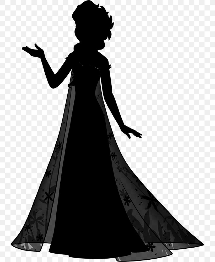 Gown Character Silhouette Fiction Black M, PNG, 739x1000px, Gown, Black M, Blackandwhite, Character, Clothing Download Free
