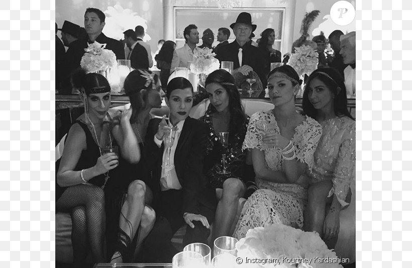 Jay Gatsby Female Party Kris Jenner Kourtney Kardashian, PNG, 675x534px, Jay Gatsby, Audience, Black And White, Crowd, Event Download Free