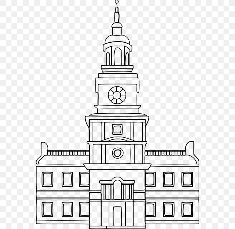 Independence Hall Independence National Historical Park Drawing Clip Art, PNG, 570x800px, Independence Hall, Area, Black And White, Building, Coloring Book Download Free