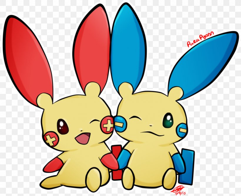 Plusle Minun Art Pokémon Cuteness, PNG, 990x807px, Watercolor, Cartoon, Flower, Frame, Heart Download Free