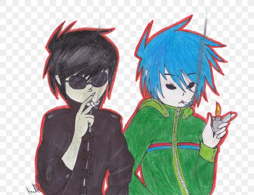 2-D Gorillaz DeviantArt Humanz DoYaThing, PNG, 900x692px, Watercolor, Cartoon, Flower, Frame, Heart Download Free