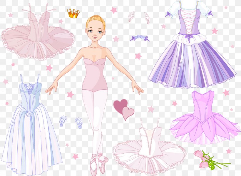Paper Doll Ballet Dancer Clothing, PNG, 1000x731px, Watercolor, Cartoon, Flower, Frame, Heart Download Free