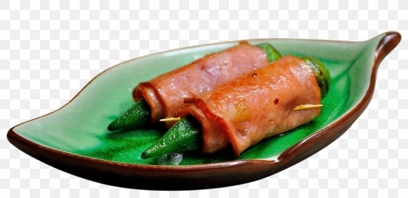Bacon Roll Tocino Smoked Salmon Okra, PNG, 990x482px, Bacon, Appetizer, Asian Food, Bacon Roll, Black Pepper Download Free