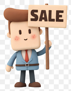 Businessman Holding Sale Sign - Businessman Holding Sale Sign PNG