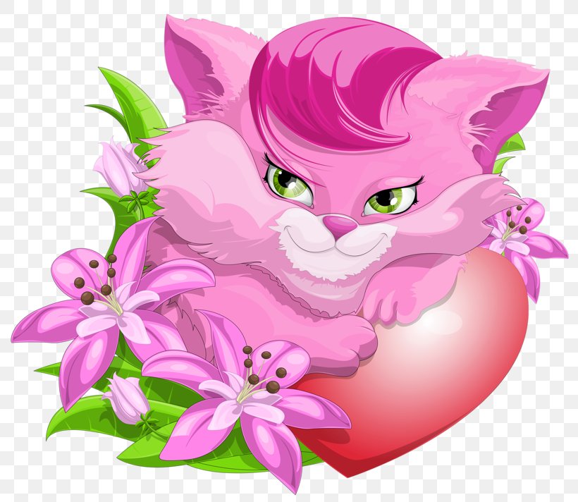 Pink Cat Kitten Illustration, PNG, 800x712px, Cat, Animal, Black Cat, Carnivoran, Cartoon Download Free