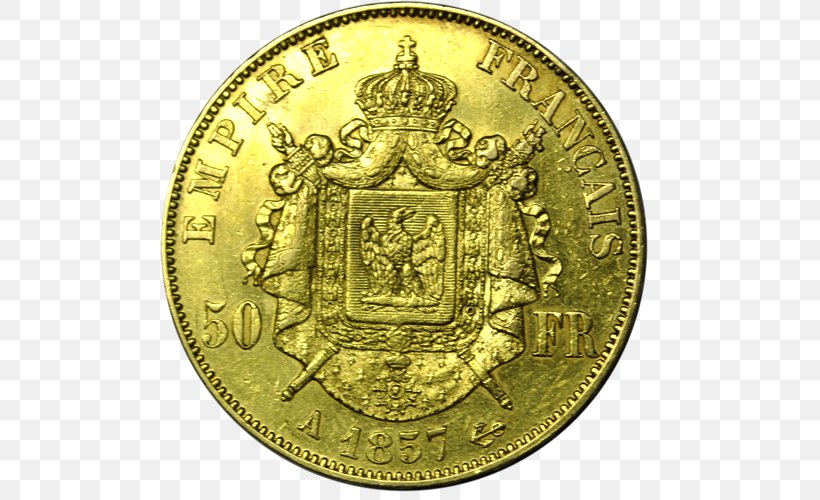 Gold Coin Napoléon Gold Coin Franc, PNG, 500x500px, Coin, Ancient History, Brass, Bronze Medal, Currency Download Free