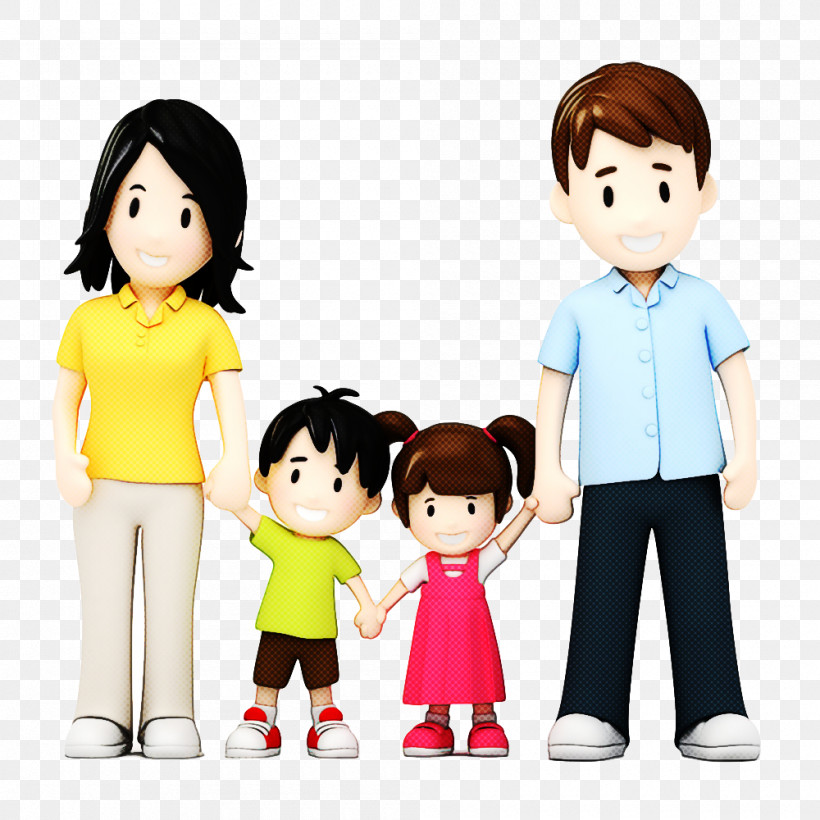 Holding Hands, PNG, 1000x1000px, Cartoon, Animation, Black Hair, Child, Family Download Free