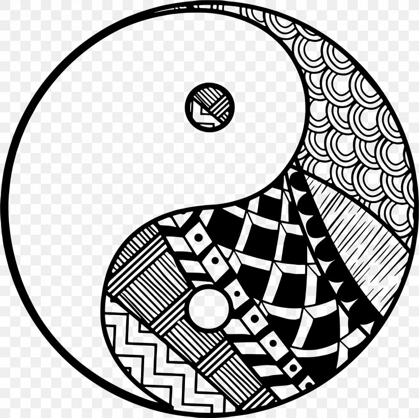 Yin And Yang Coloring Book I Ching Drawing, PNG, 2385x2383px, Yin And Yang, Area, Art, Black And White, Color Download Free