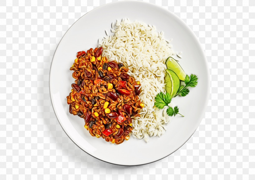 Picadillo Vegetarian Cuisine White Rice Basmati Dish, PNG, 1417x1000px, Watercolor, Basmati, Commodity, Dish, Hahn Hotels Of Sulphur Springs Llc Download Free