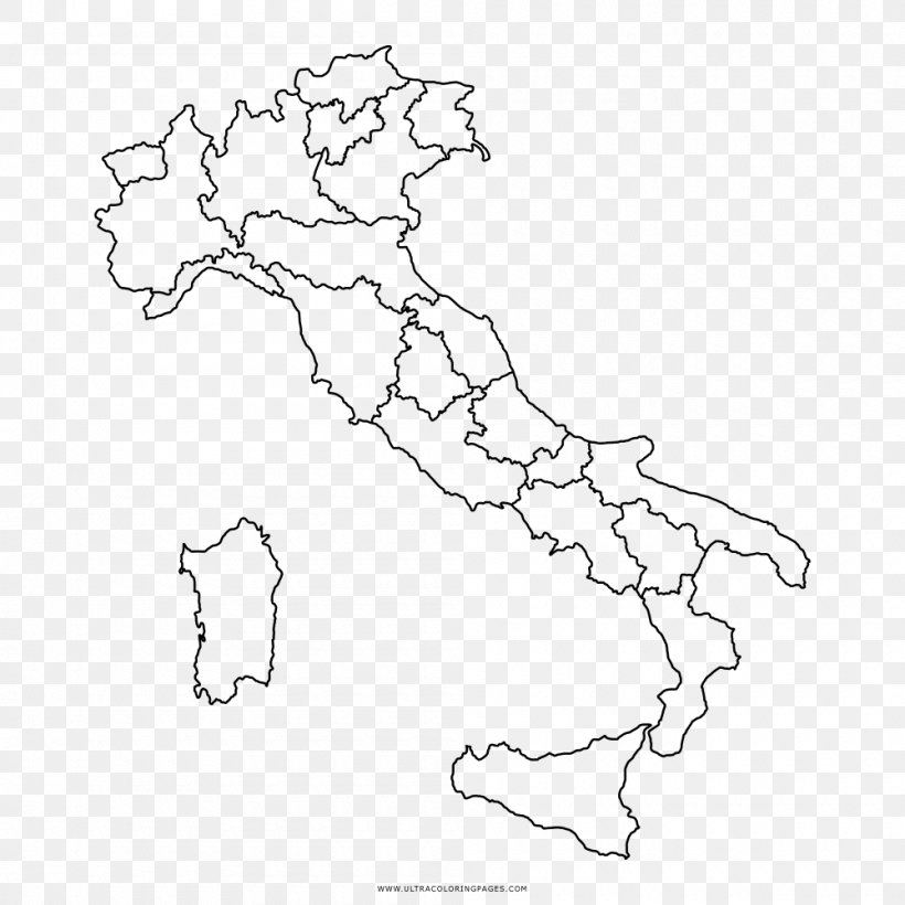 Regions Of Italy Map Coloring Book United States Simonetti Andrea, PNG, 1000x1000px, Regions Of Italy, Area, Black And White, Blank Map, Color Download Free