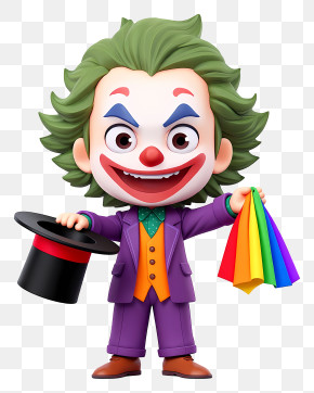Chibi Joker - Charming Clown Magician PNG