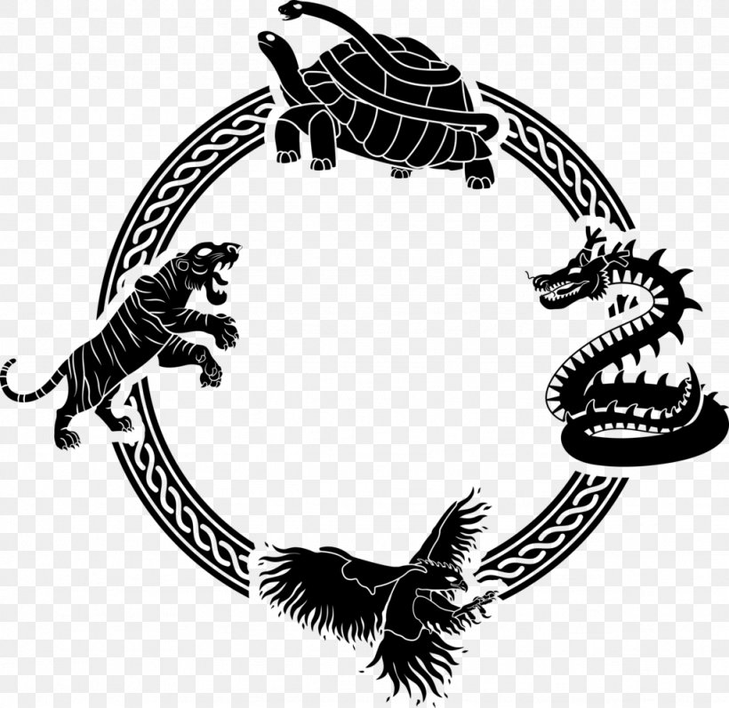 Four Symbols Azure Dragon White Tiger Vermilion Bird, PNG, 1024x996px, Four Symbols, Azure Dragon, Black And White, Black Tortoise, Chinese Constellations Download Free
