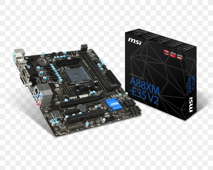 Motherboard MSI A88XM-E35 V2 Socket FM2+ Micro-Star International, PNG, 1000x800px, Motherboard, Advanced Micro Devices, Amd Accelerated Processing Unit, Atx, Central Processing Unit Download Free