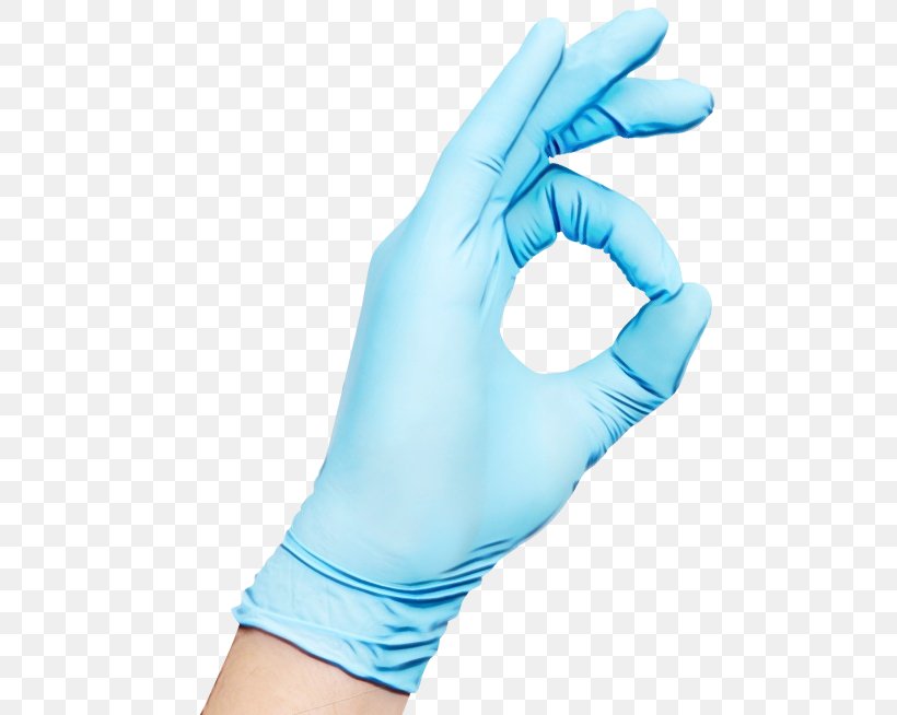 Glove Hand Medical Glove Blue Personal Protective Equipment, PNG, 500x654px, Watercolor, Arm, Blue, Finger, Glove Download Free
