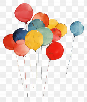 Balloons - Cluster Of Watercolor Colorful Balloons PNG