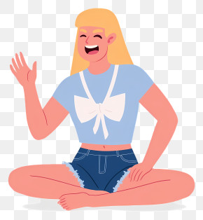 Woman Laughing - Laughing Woman Sitting Cross-Legged PNG