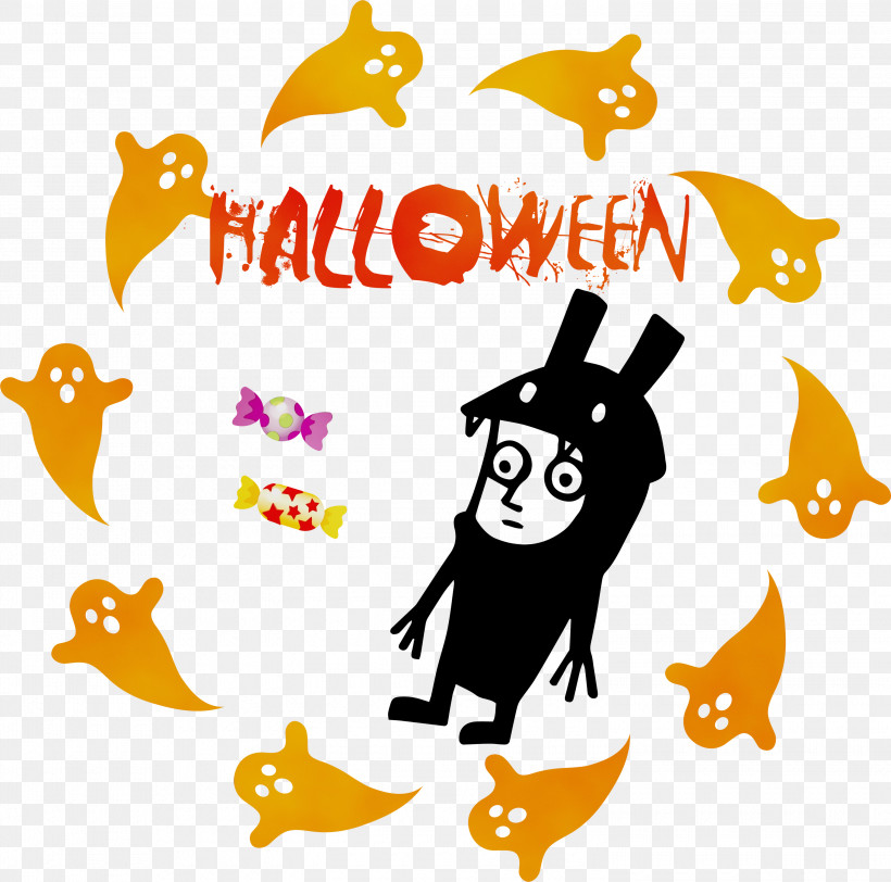 Cartoon Logo Yellow Meter Line, PNG, 3000x2971px, Happy Halloween, Behavior, Cartoon, Happiness, Human Download Free