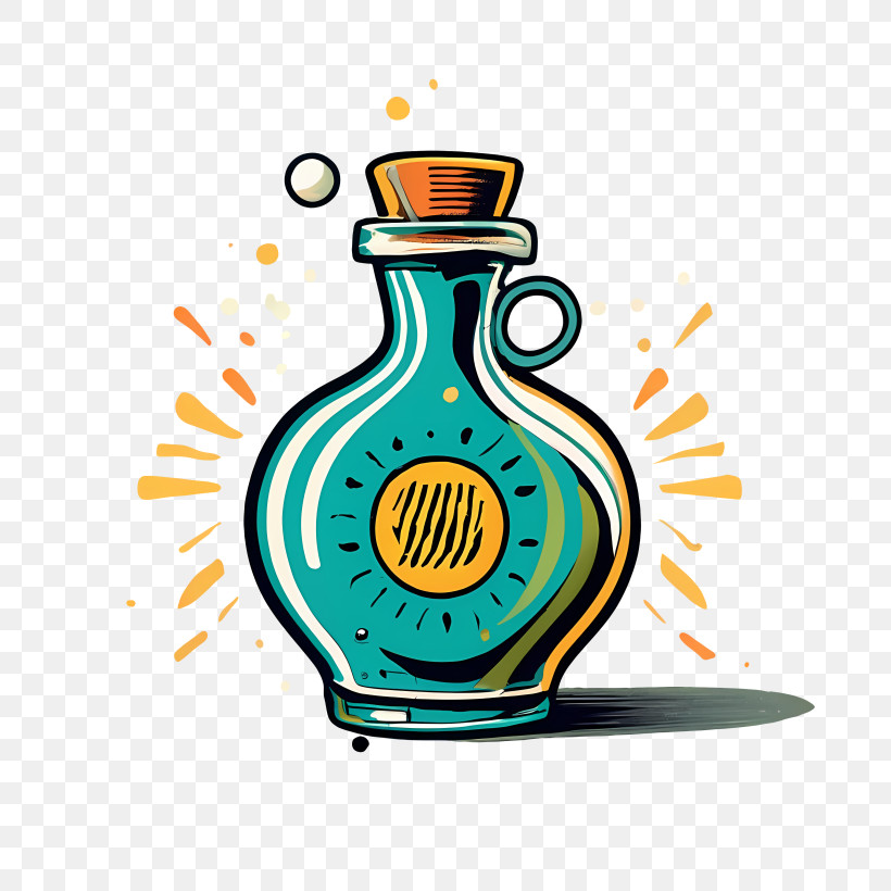 Mana Bottle - Vintage Style Green Bottle Illustration PNG