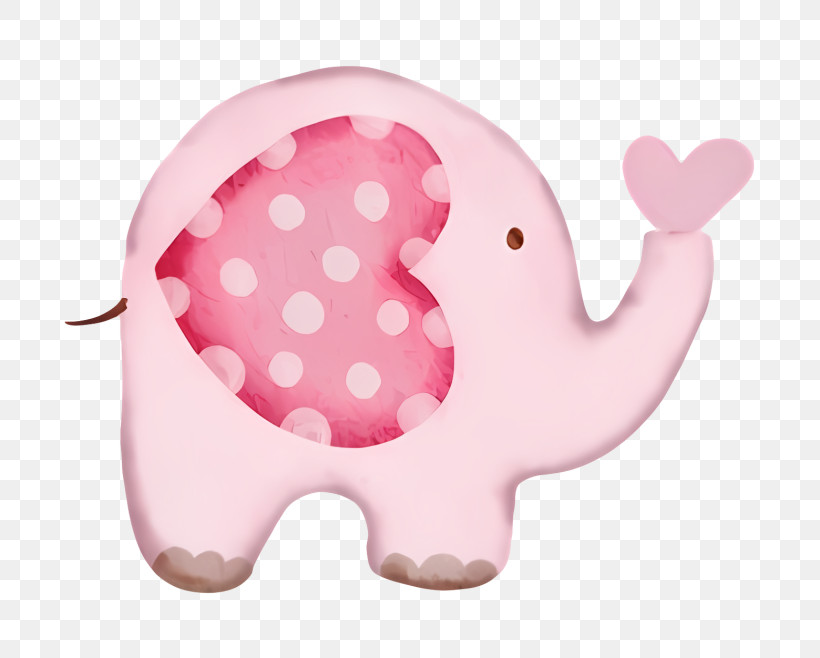 Pink Elephant - Cute Pink Elephant With Heart PNG