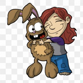 Hand Painted Rabbit,lovely,Acting Cute,embrace,Cartoon Bunny - Puppy Rabbit Clip Art PNG