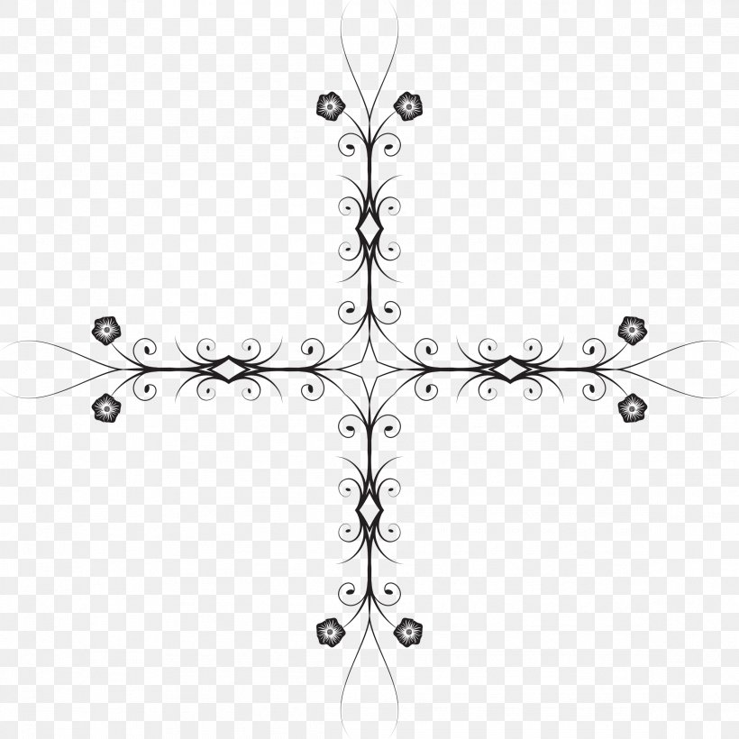 Silhouette Line Art Cross, PNG, 2324x2324px, Silhouette, Black, Black And White, Body Jewelry, Branch Download Free