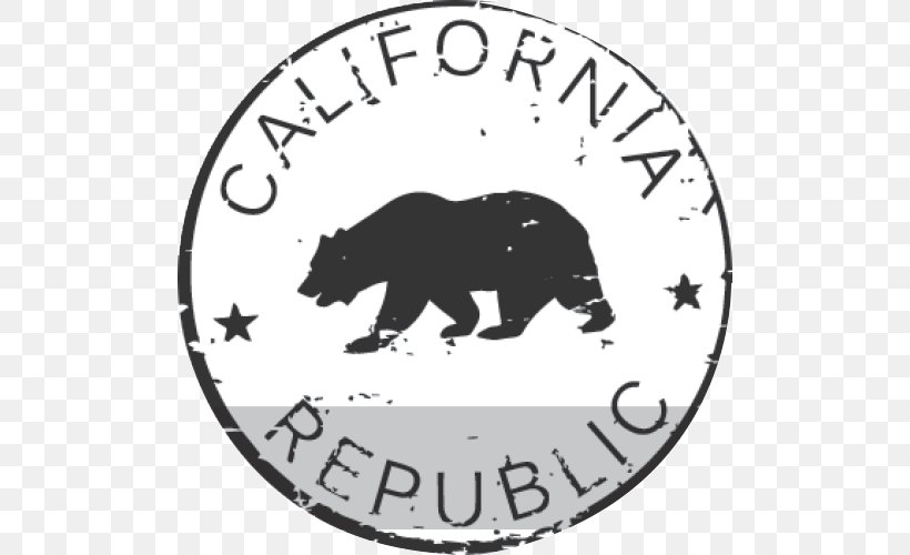 California Republic Bear Flag Of California Vector Graphics, PNG, 500x500px, California, Area, Bear, Black, Black And White Download Free